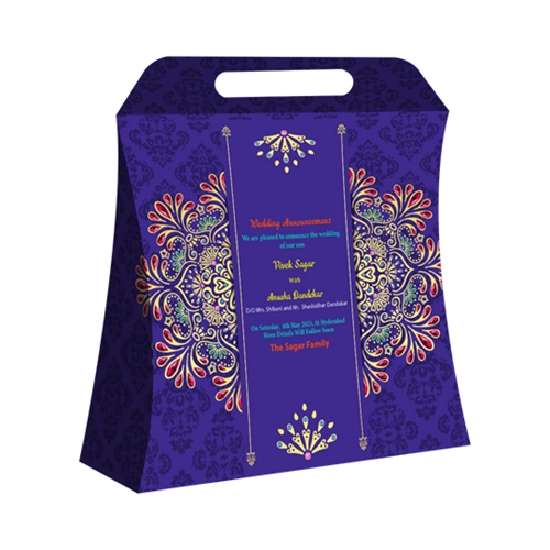 Wedding Announcement Gift Box Gradient Finish Handle Style